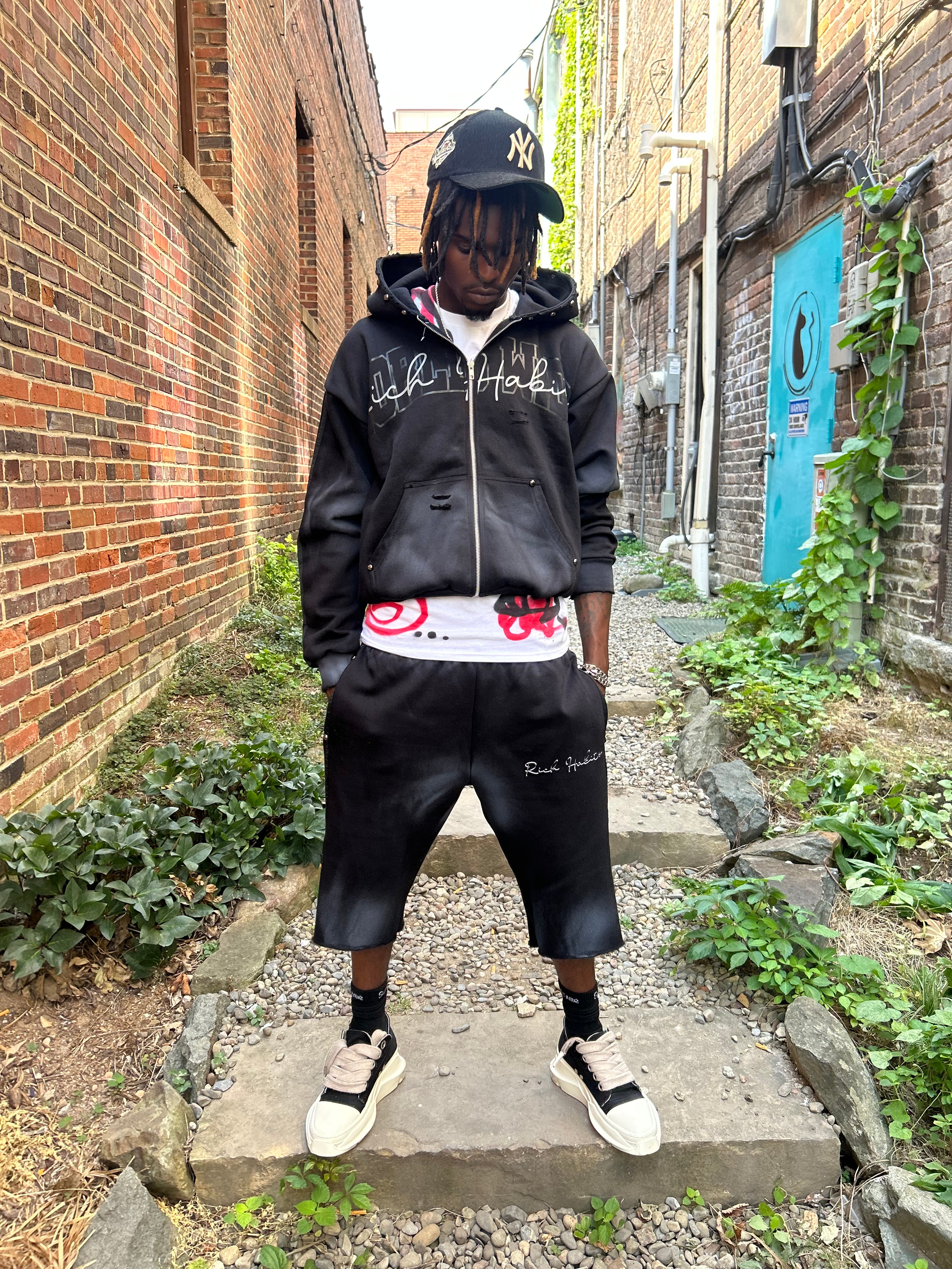 Black "Rich Habits" Short Set